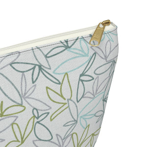 Sketch Leaf Accessory Pouch w T-bottom in Teal