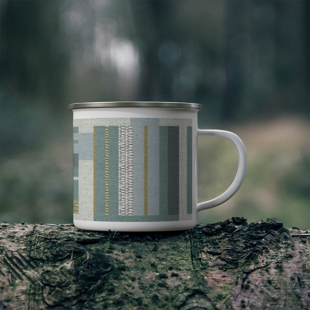 Bird Code Enamel Mug in Aqua