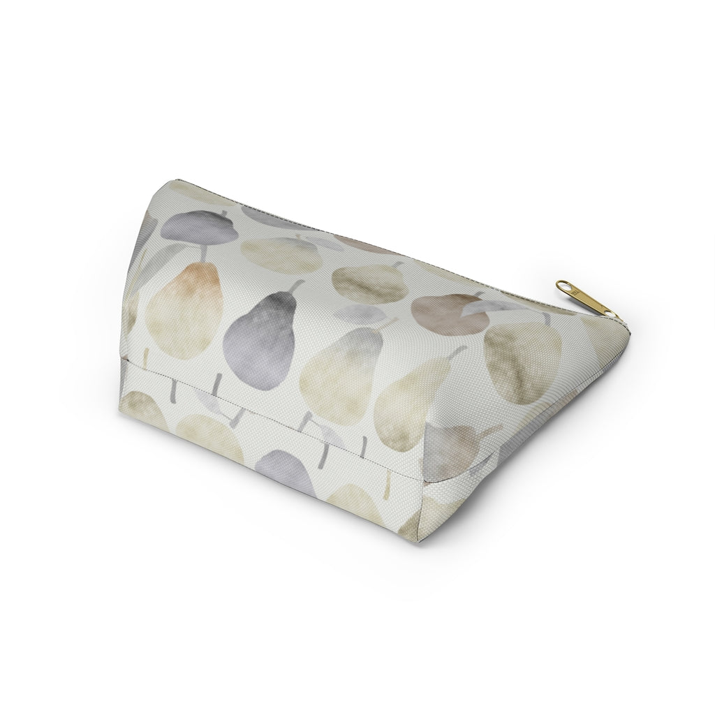 Watercolor Pears Accessory Pouch w T-bottom in Cream