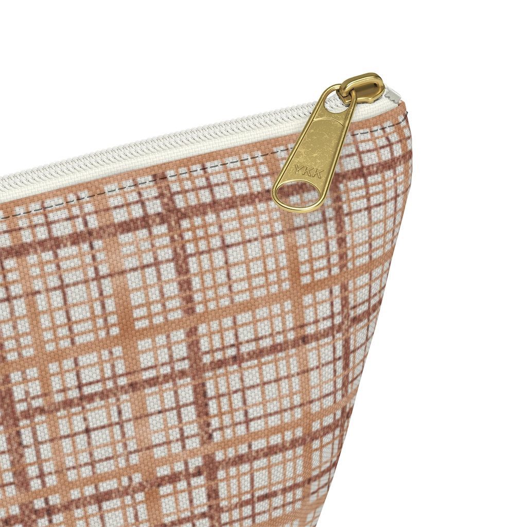 Rogers Tartan Accessory Pouch w T-bottom in Coral