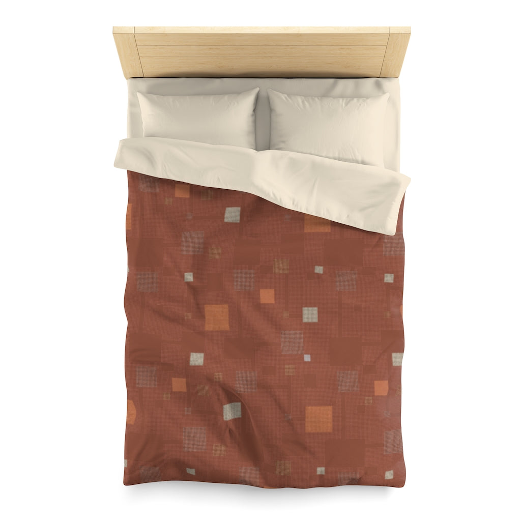 Block Party Microfiber Duvet Cover in Red
