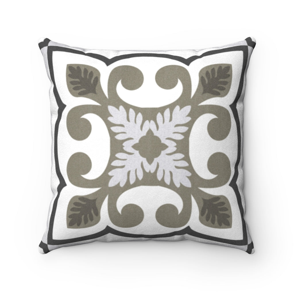 Azulejo Square Throw Pillow in Gray