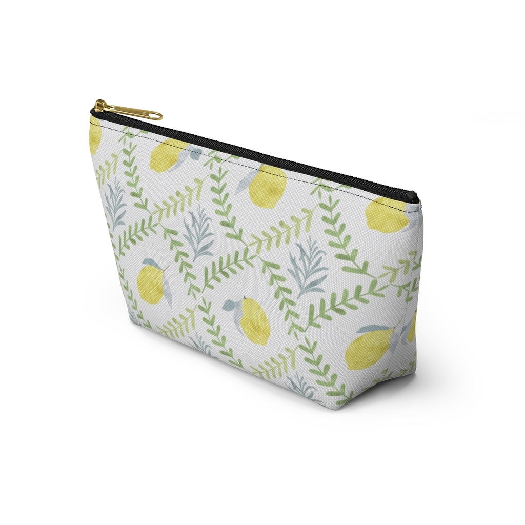 Lemon Tile Accessory Pouch w T-bottom in Green