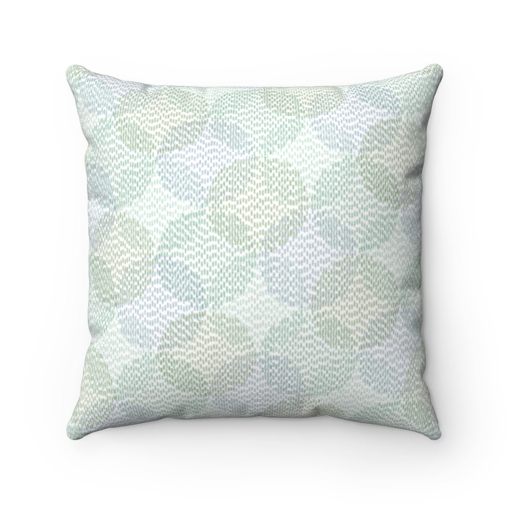 Stitch Circle Overlay Square Throw Pillow in Aqua