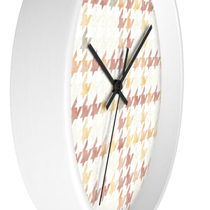 Plaid Houndstooth Wall Clock in Pink