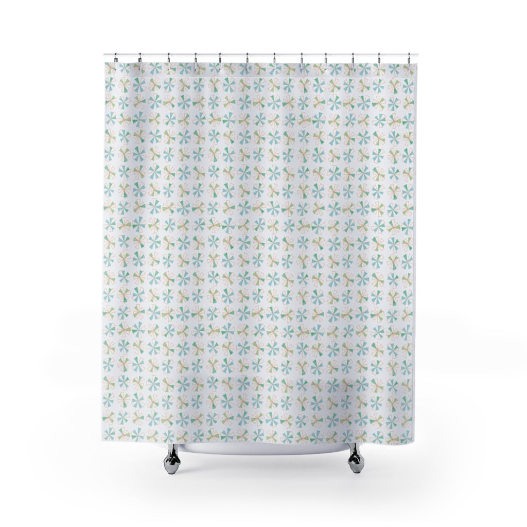 Mini Pinwheels Shower Curtain in Aqua