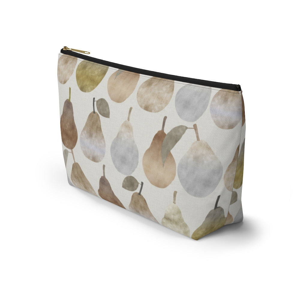 Watercolor Pears Accessory Pouch w T-bottom in Brown