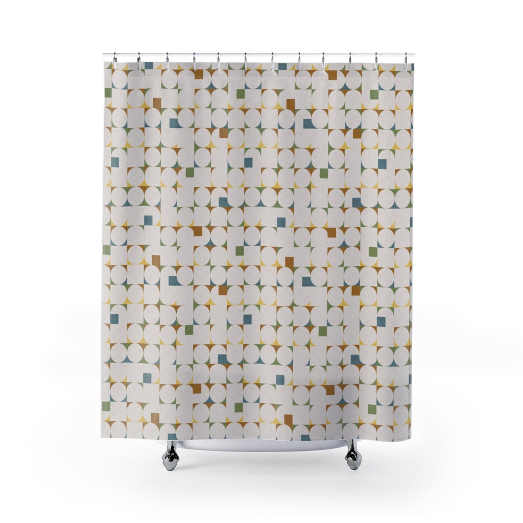 Cooper Mid Century Modern Shower Curtain in Brown