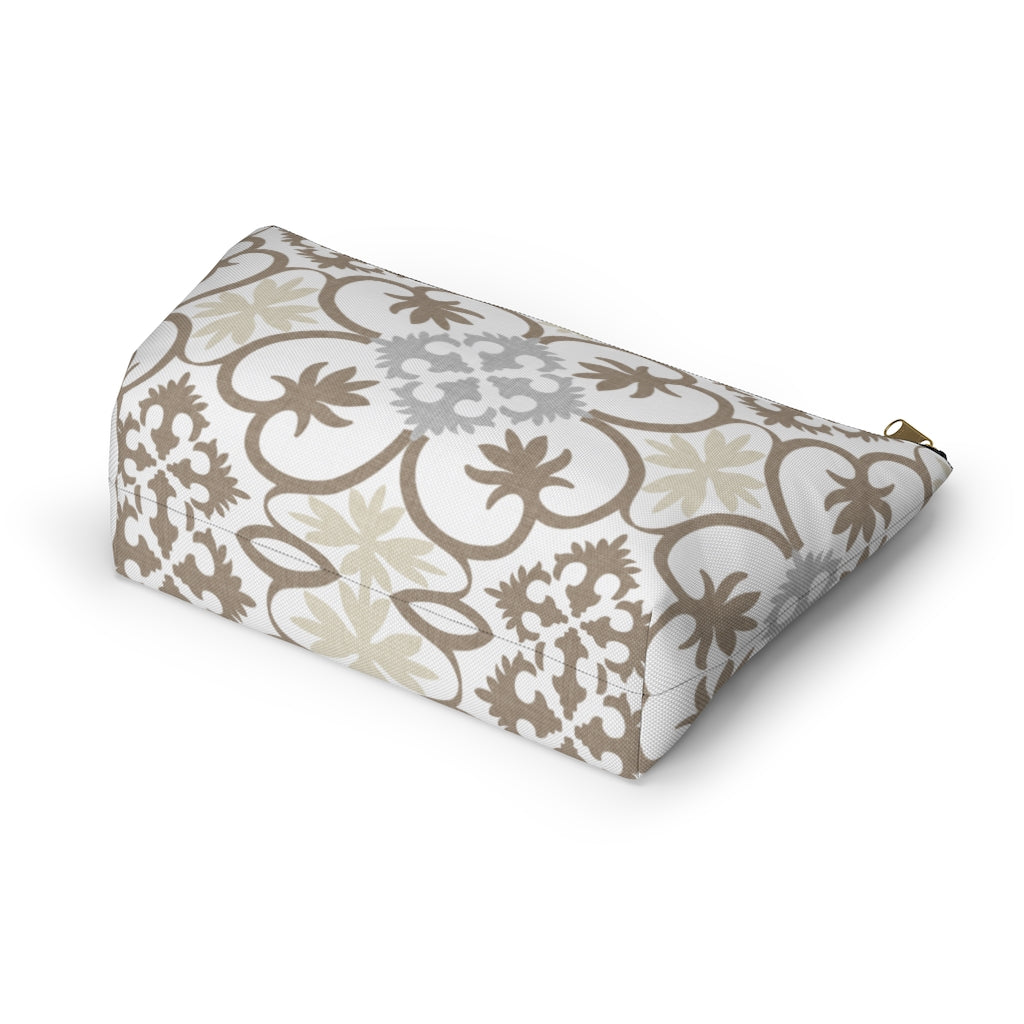 Portugal Tile Accessory Pouch w T-bottom in Brown