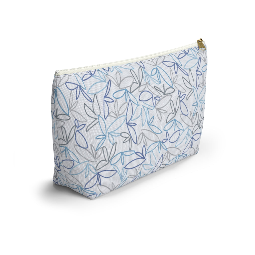Sketch Leaf Accessory Pouch w T-bottom in Blue