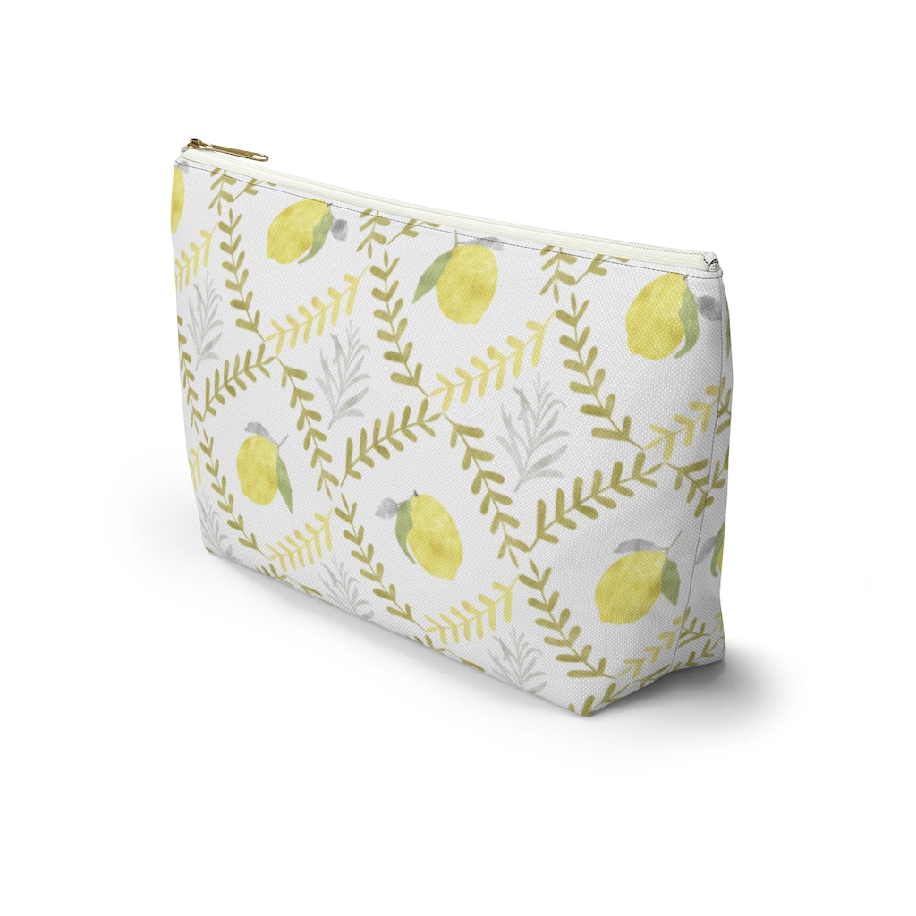 Lemon Tile Accessory Pouch w T-bottom in Yellow