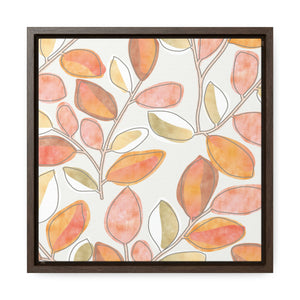 Cherry Plum Leaves Framed Gallery Wrap Canvas in Coral