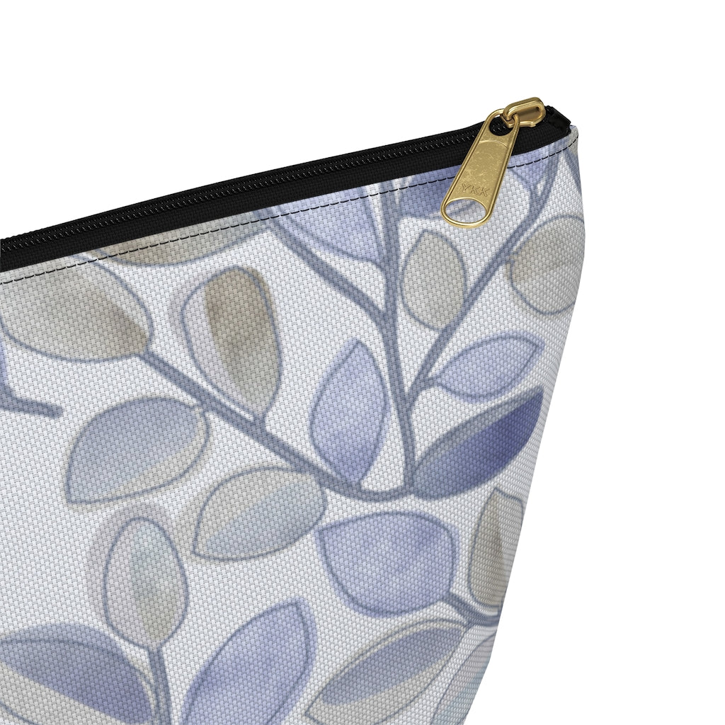 Cherry Plum Leaves Accessory Pouch w T-bottom in Blue