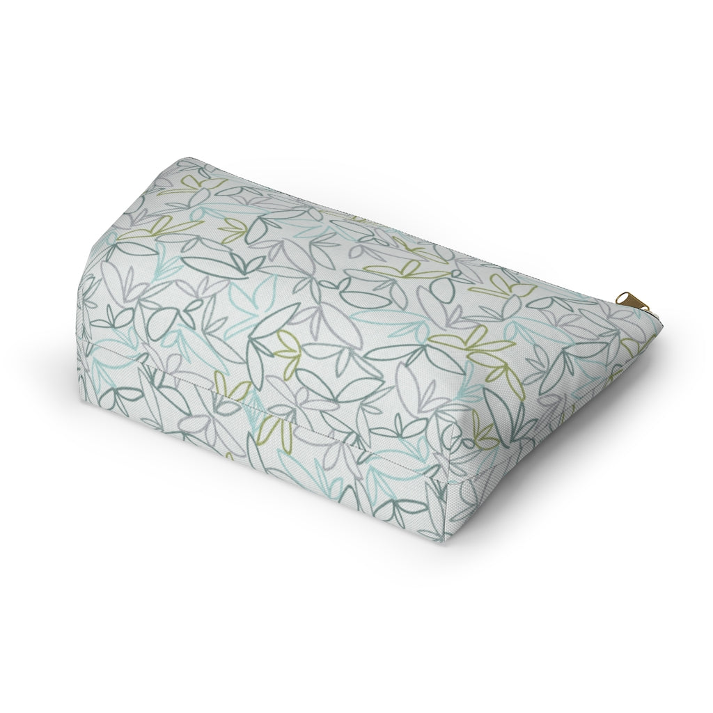 Sketch Leaf Accessory Pouch w T-bottom in Teal