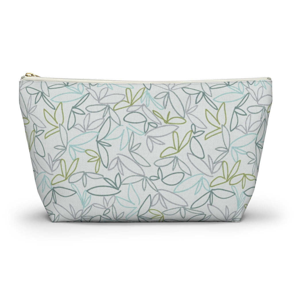 Sketch Leaf Accessory Pouch w T-bottom in Teal