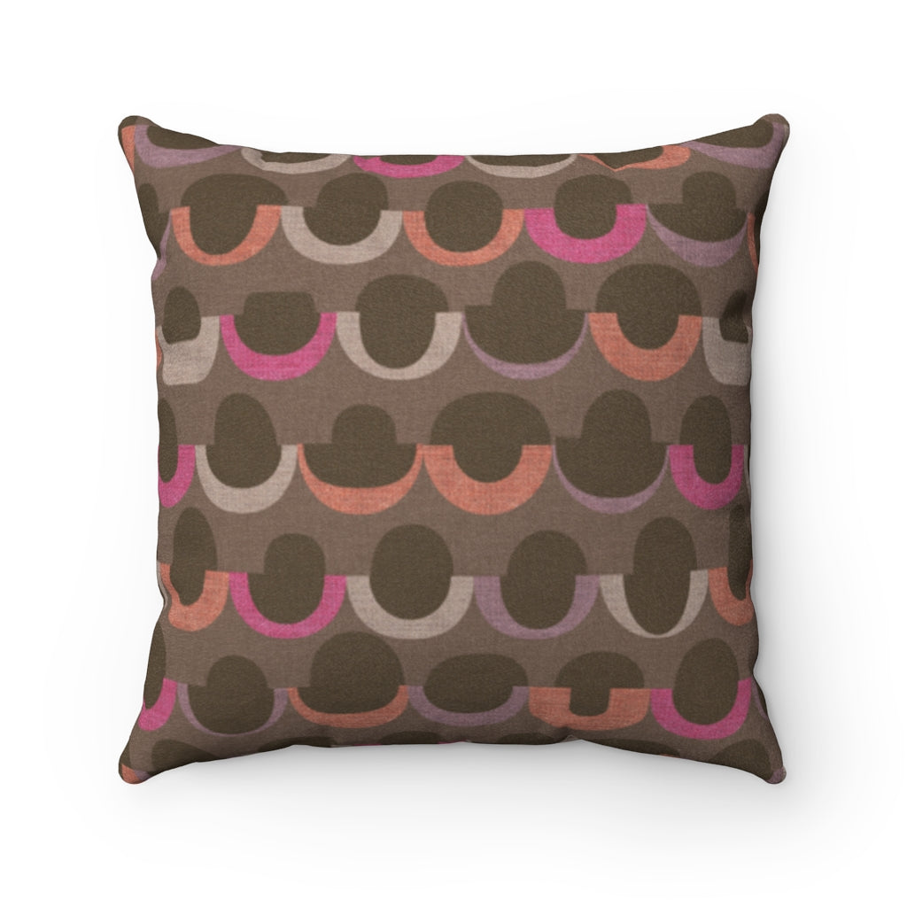 Half Moons Square Throw Pillow in Pink
