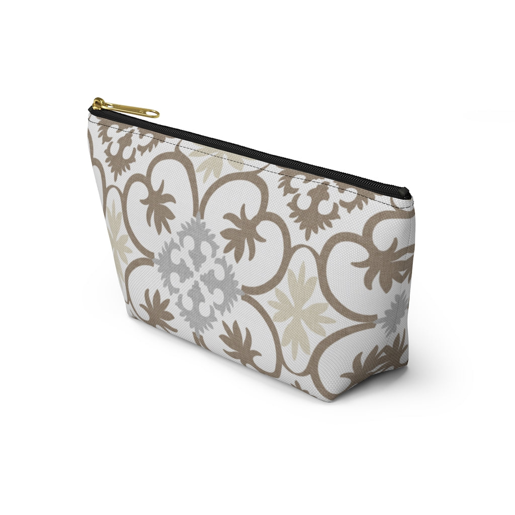 Portugal Tile Accessory Pouch w T-bottom in Brown