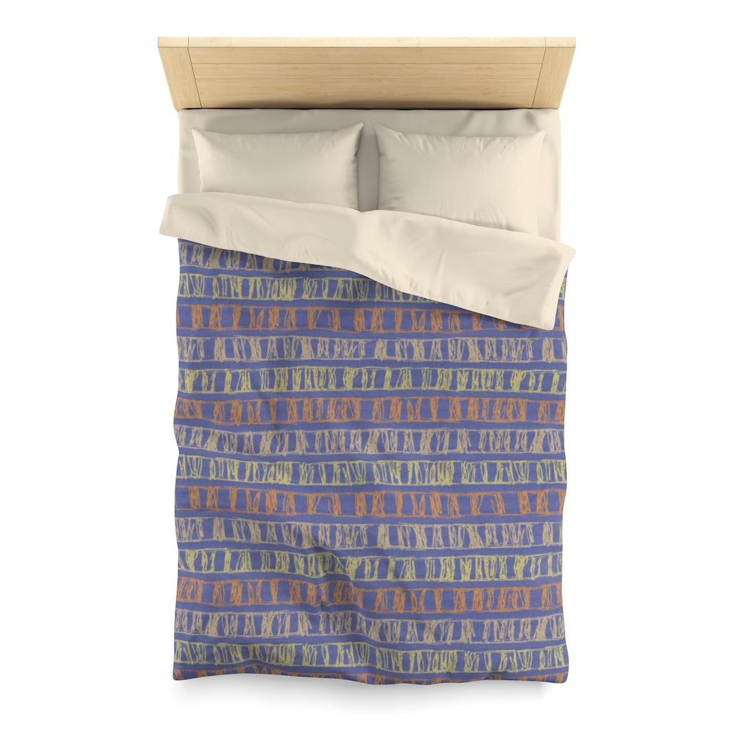 Sketch Stripe Microfiber Duvet Cover in Purple