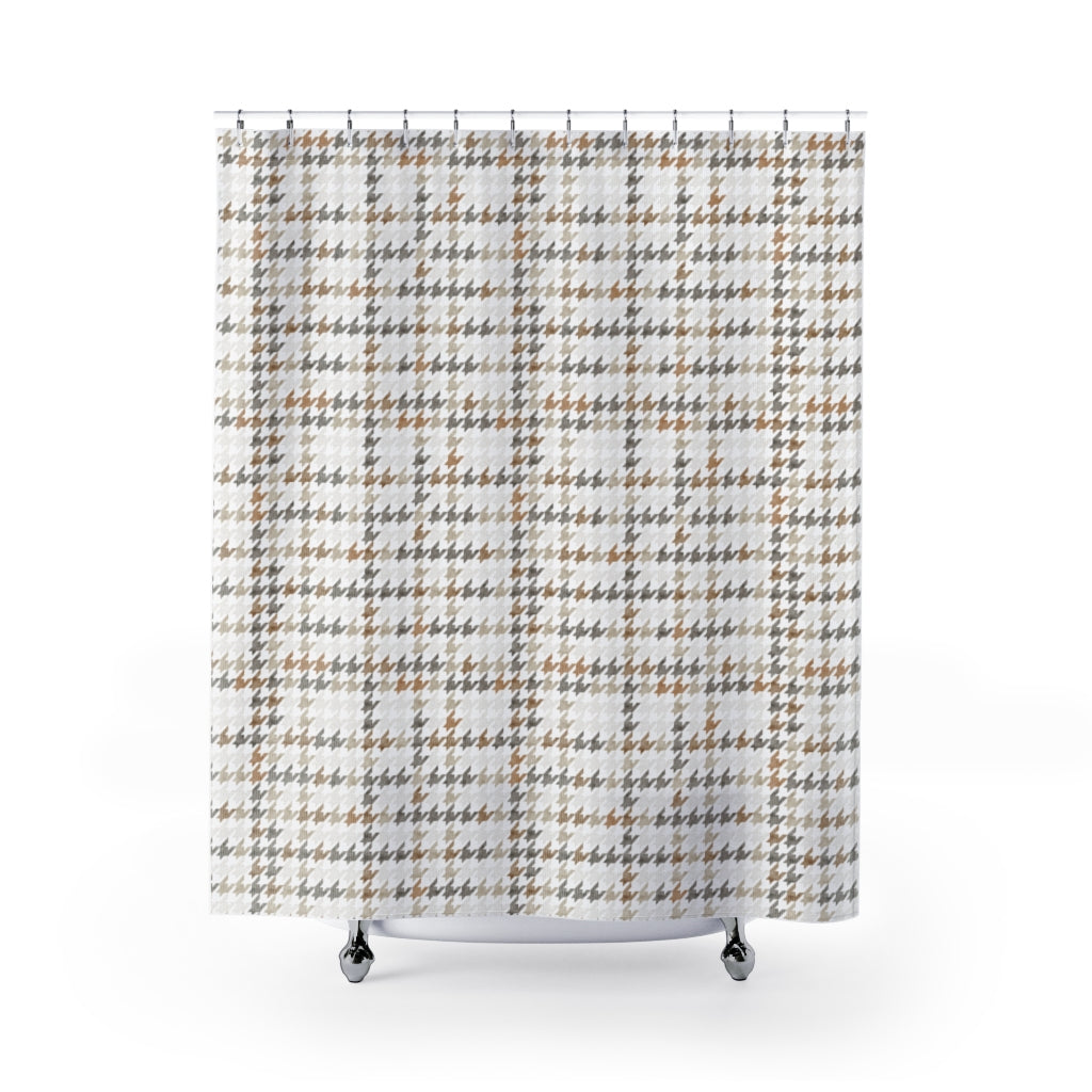 Plaid Houndstooth Shower Curtain in Brown