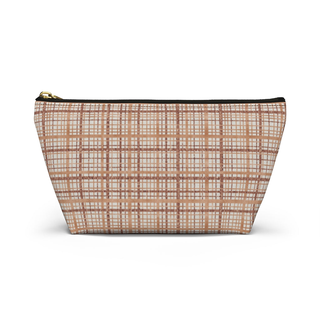 Rogers Tartan Accessory Pouch w T-bottom in Coral
