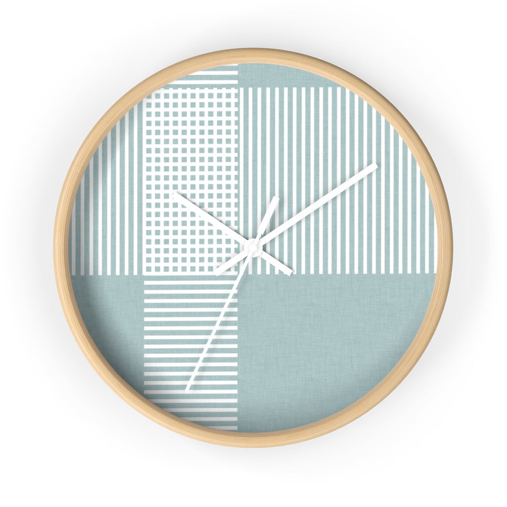 Circle Plaid Wall Clock in Aqua