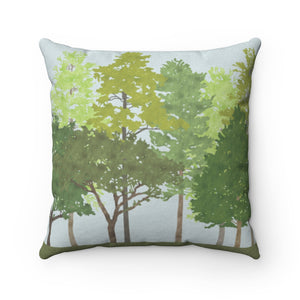 Walk in the Woods Square Throw Pillow in Green