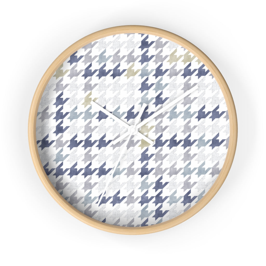 Plaid Houndstooth Wall Clock in Blue