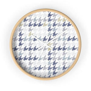 Plaid Houndstooth Wall Clock in Blue