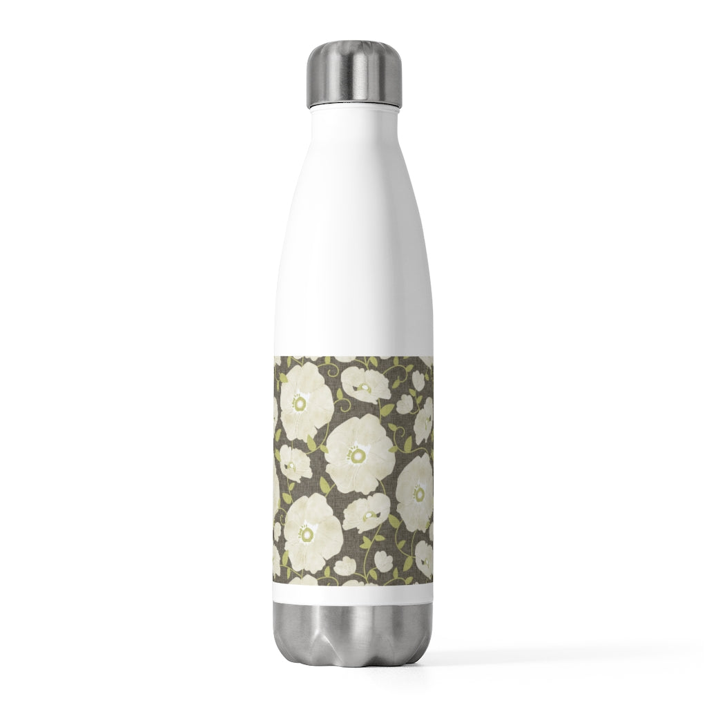 Floral Poppies 20oz Insulated Bottle in Brown