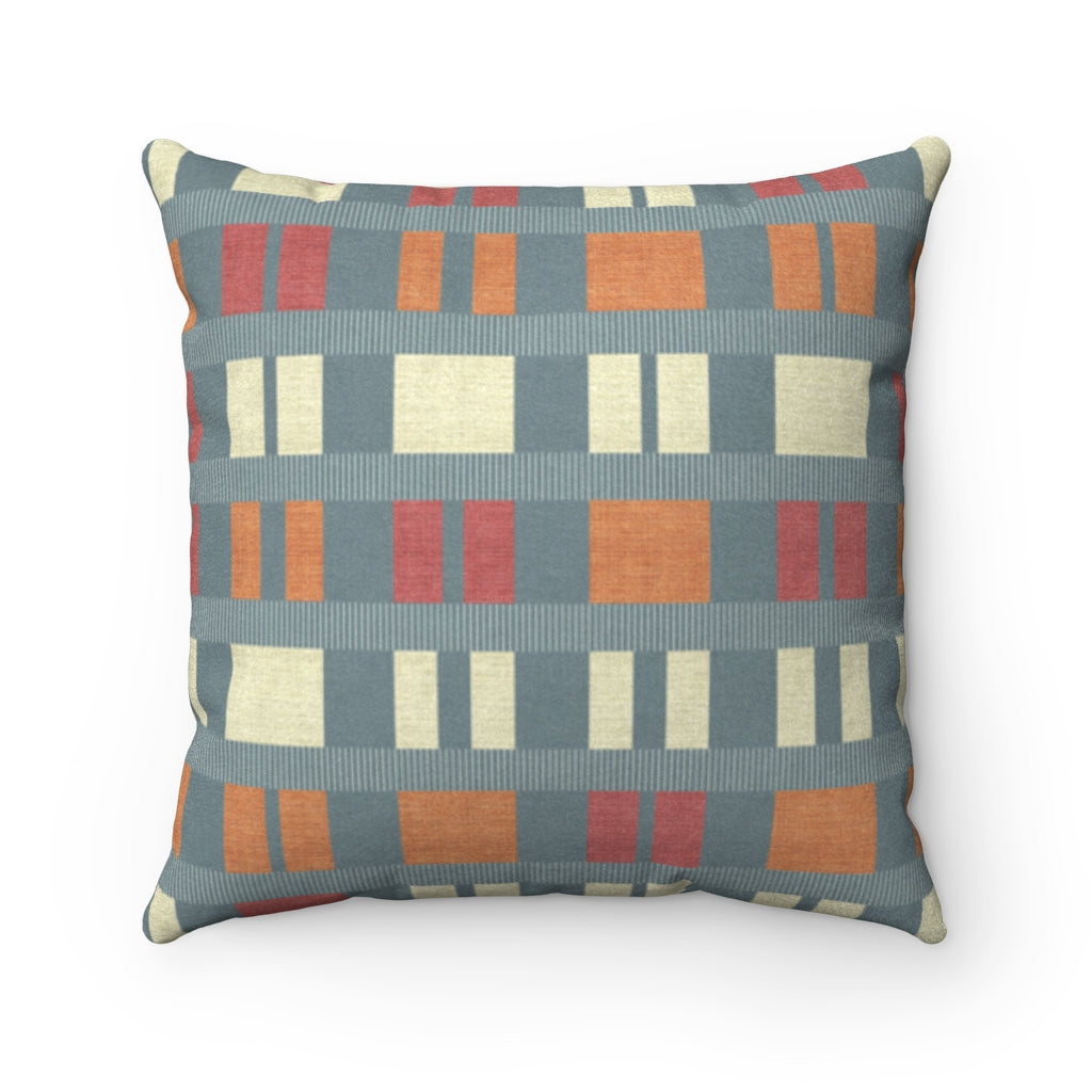 Clerestory Mid Century Modern Square Throw Pillow in Aqua