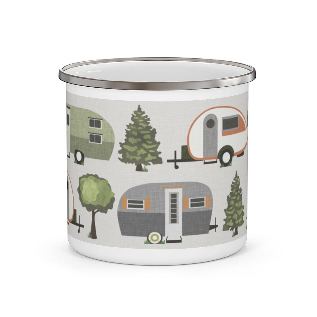Teardrop Campers Enamel Mug in Orange