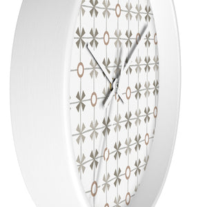 Plaid With Circles Wall Clock in Taupe