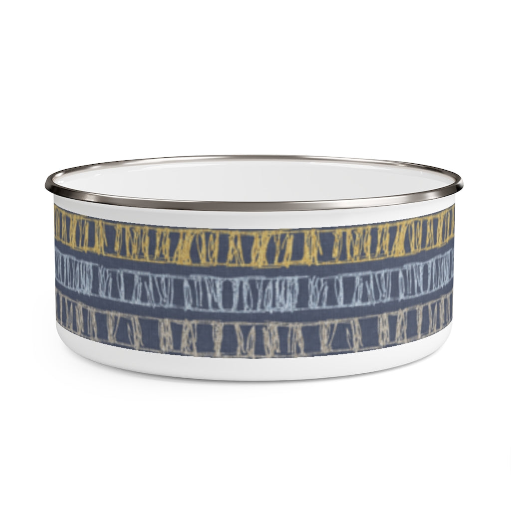 Sketch Stripe Enamel Bowl in Navy